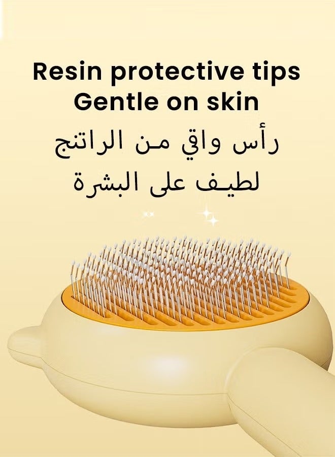 فرشاة تمشيط القط الأليفة ، فرشاة تمشيط التنظيف الذاتي للقطط ذات الشعر الطويل والقصير ، مشط الفولاذ المقاوم للصدأ ، مقبض مريح（أخضر） - Image 2