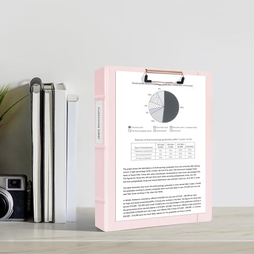 Ospelelf 3 Ring Binder with Clipboard 2 Inch Leather Binder for Letter Size (8.5" x 11"), Clipboard Binder with 5 Tab Dividers Back to School Supply, Pink - Image 2