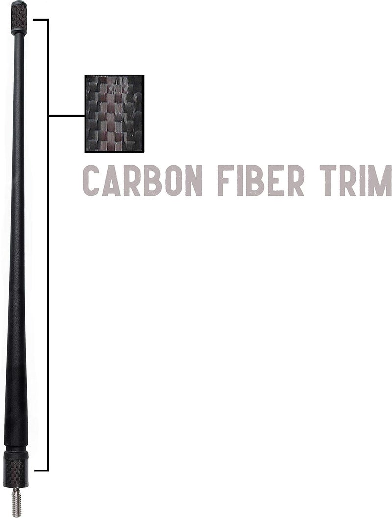 Votex - The Spartan - 13 3/4 Inch Rubber Antenna - USA Stainless Steel Threading - Black Carbon Fiber Trim - Internal Copper Coil - Premium Reception - Replacement Antenna - A601-HHU-15 - Image 1