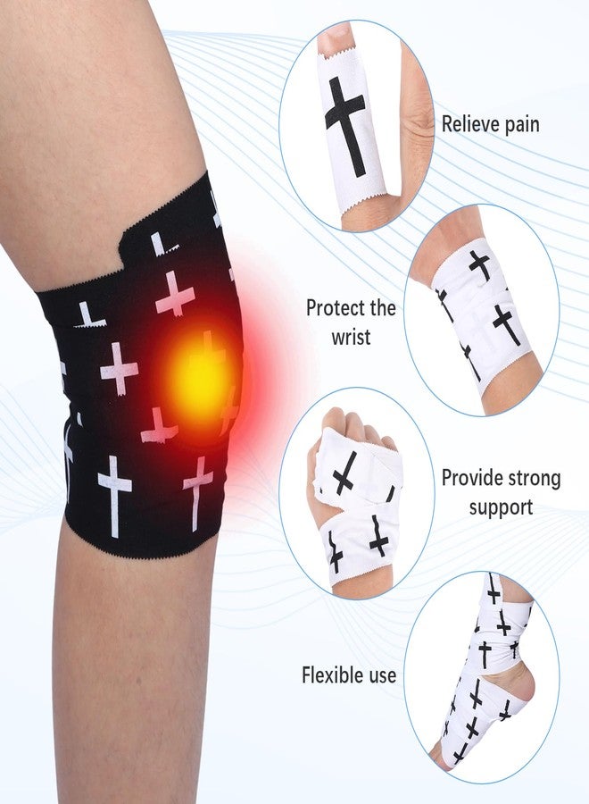 MveLwodx 2 Pcs Christian Athletic Tape 2 Inch Wide Religious Cotton Sports Soccer Tapes with White Black Cross Wrist Tape Soccer for Baseball Football Sports Gymnastics Boxing Athlete First Aid Injury Wrap - Image 3