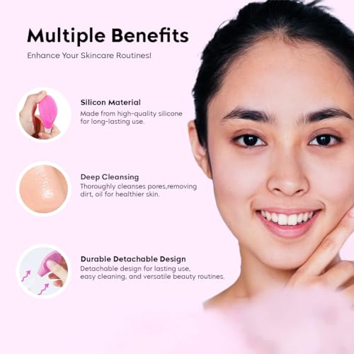 Gleva Silicone Face Mask Brush Beauty Tool, Facial Mud Mask Applicator, Clay Mask, Facial Mask Brushes, Flexible Charcoal Mask Brush for Girl & Women (Rose) - Image 4