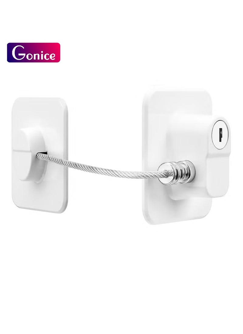 Gonice Fridge Lock, 1PCS Upgraded Refrigerator Lock for Kids with Eco-Friendly, Fridge Locks for Kids and Freezer Lock with Keys Easy to Use and Install, Mini Fridge Lock, White  - Image 1