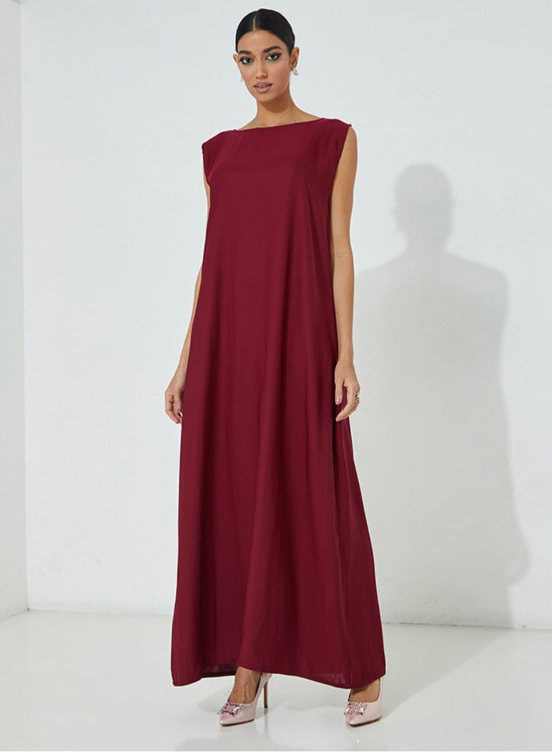 Rosette Abaya Sleeveless Maxi Dress 