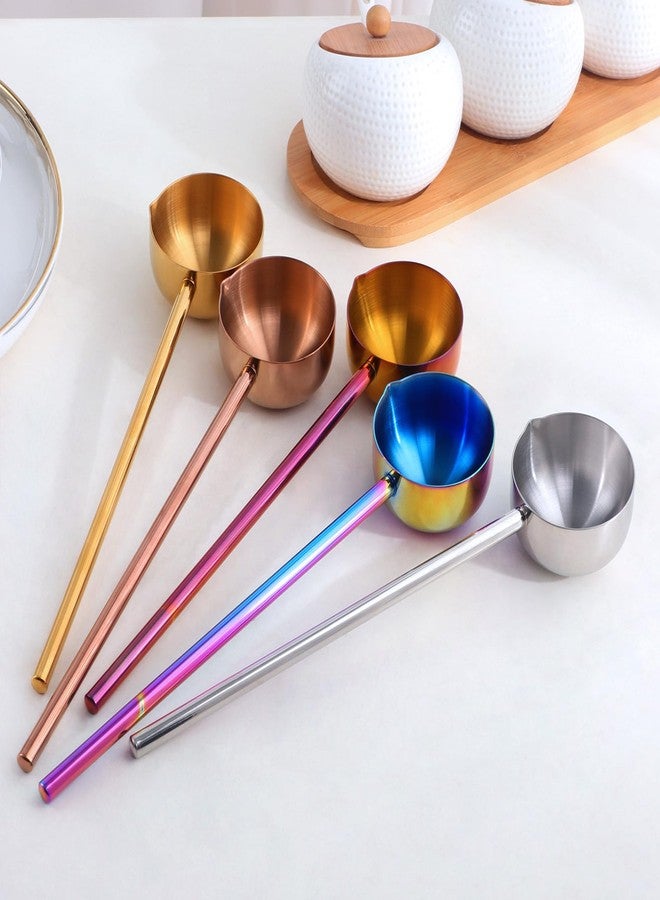 BOOTLION Stainless Steel Hot Oil Ladle, 2pcs Solid Oil Spoon with 10.5 inch Long Handle Pour Spout, 70ml Capacity for Kitchen Cooking Serving Soups and Drizzle Sauces Dishwasher Safe (Rainbow Color) - Image 2
