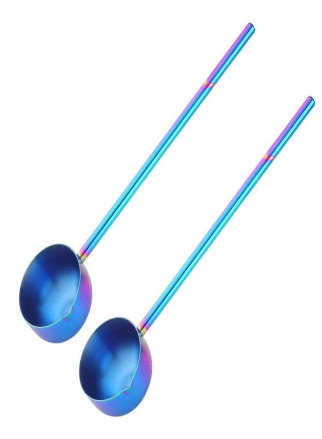 BOOTLION Stainless Steel Hot Oil Ladle, 2pcs Solid Oil Spoon with 10.5 inch Long Handle Pour Spout, 70ml Capacity for Kitchen Cooking Serving Soups and Drizzle Sauces Dishwasher Safe (Rainbow Color) - Image 1