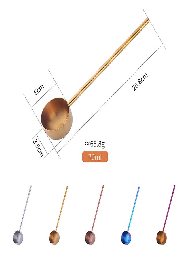 BOOTLION Stainless Steel Hot Oil Ladle, 2pcs Solid Oil Spoon with 10.5 inch Long Handle Pour Spout, 70ml Capacity for Kitchen Cooking Serving Soups and Drizzle Sauces Dishwasher Safe (Rainbow Color) - Image 3