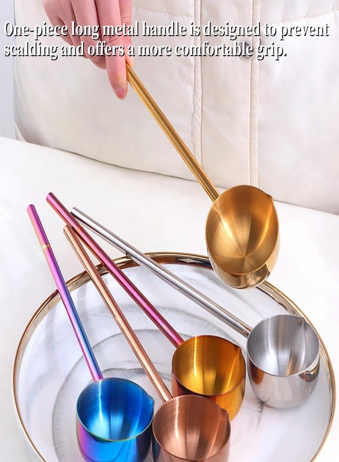 BOOTLION Stainless Steel Hot Oil Ladle, 2pcs Solid Oil Spoon with 10.5 inch Long Handle Pour Spout, 70ml Capacity for Kitchen Cooking Serving Soups and Drizzle Sauces Dishwasher Safe (Rainbow Color) - Image 4