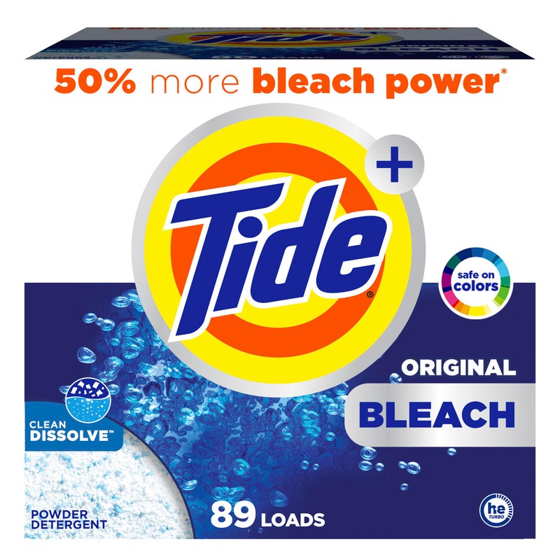 Tide Powder Laundry Detergent with Bleach, Original Scent, 89 Loads, 129 oz - Image 1