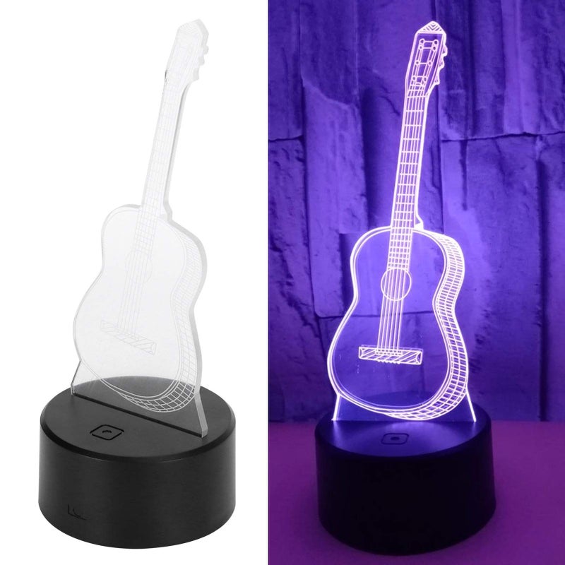 3D Guitar LED Night Light Touch Switch USB Rechargeable 7 Color Kids Bedroom Desk Lamp - Image 3