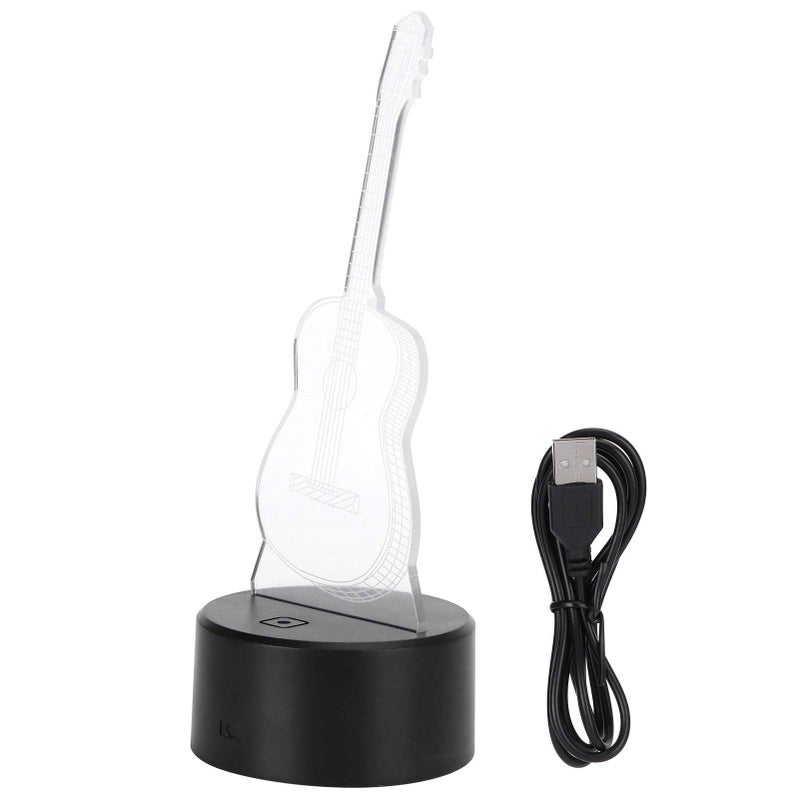 3D Guitar LED Night Light Touch Switch USB Rechargeable 7 Color Kids Bedroom Desk Lamp - Image 2