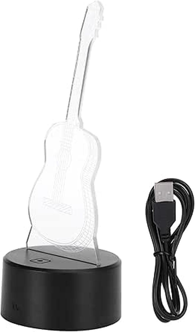 3D Guitar LED Night Light Touch Switch USB Rechargeable 7 Color Kids Bedroom Desk Lamp - Image 1