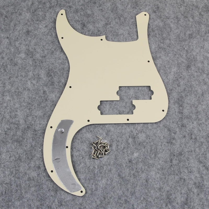 FLEOR 13 Hole P Bass Pickguard Guitar Scratch Plate Pick Guard for 4 String USA/Mexican Standard P Bass Style, 4Ply Aged Pearl - Image 4