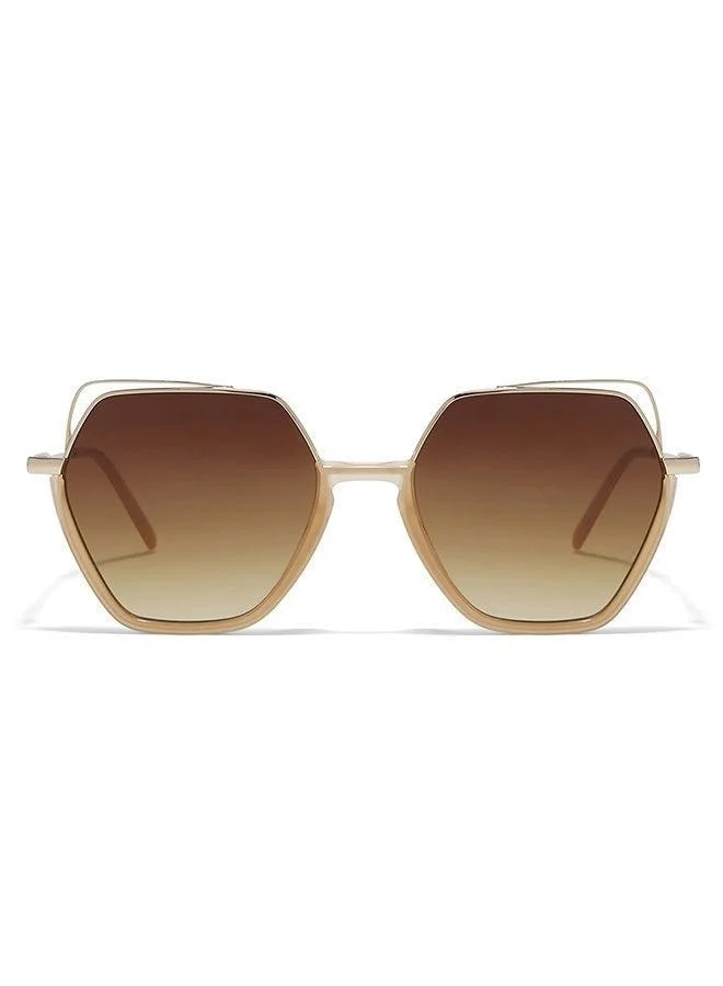 30Sundays 30Sundays GRACE,Women Sunglasses, Geometric Sunglasses, UV Protection: UV400 (Beige,Brown)