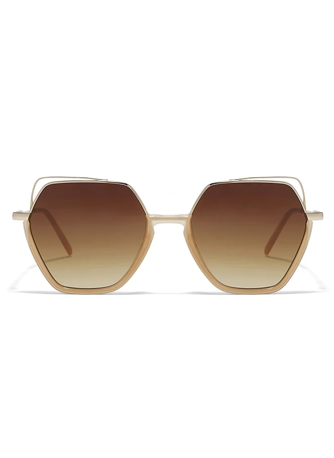 30 سندايز 30Sundays GRACE,Women Sunglasses, Geometric Sunglasses, UV Protection: UV400 (Beige,Brown)