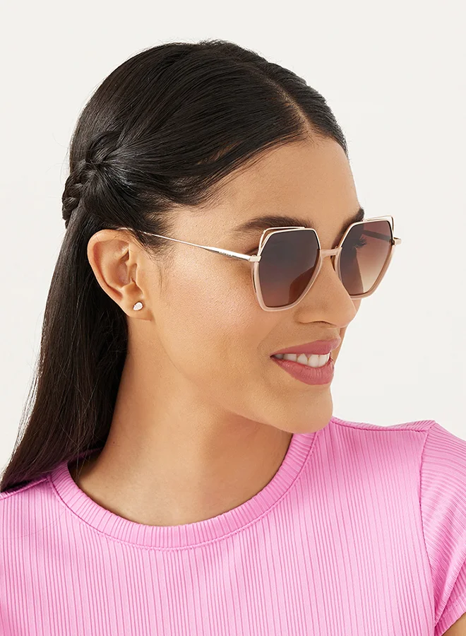 30 سندايز 30Sundays GRACE,Women Sunglasses, Geometric Sunglasses, UV Protection: UV400 (Beige,Brown)