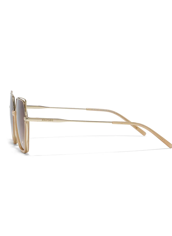 30 سندايز 30Sundays GRACE,Women Sunglasses, Geometric Sunglasses, UV Protection: UV400 (Beige,Brown)