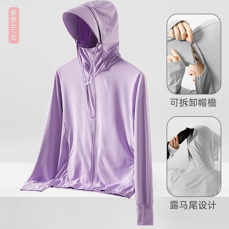 Generic UPF50+ Breathable Sun Protection Unisex Fishing Shirt Violet-Female UPF50
