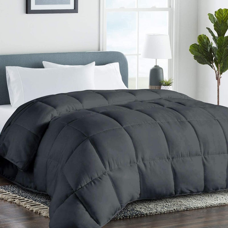 COHOME TwinTwin XL Size Comforter  Down Alternative Duvet Insert with AntiClump Tech  8 Tabs AllSeason Reversible Luxury Hotel Bedding  Gifts for WomenMenDark Grey 64x88 inches