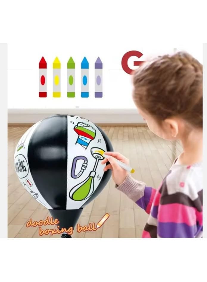Small Kids Boxing Bag Desktop Punching Bag for Stress Relief DIY Doodle Toy Boxing Set Made of Durable Plastic - Image 2