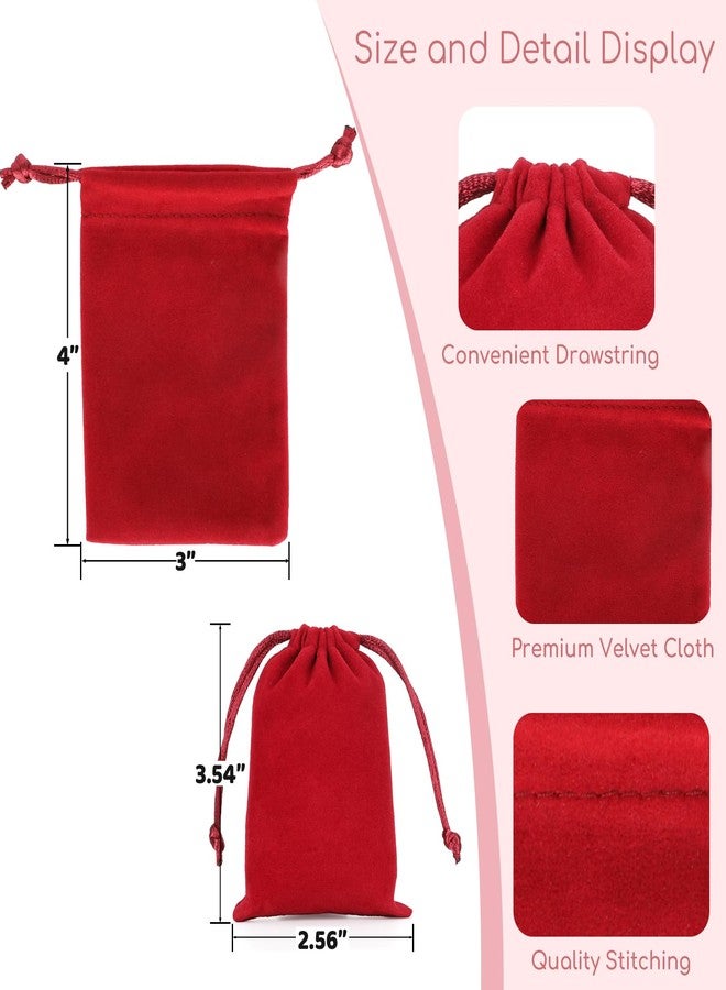 Tapleap Jewelry Bags, 12Pcs Red Velvet Coin Pouch, 3x4 Drawstring Bags, Church, Graduation, Juneteenth, Father's Day, For Wrapping Palm Crosses, Jewelry, Resin Runes - Image 2