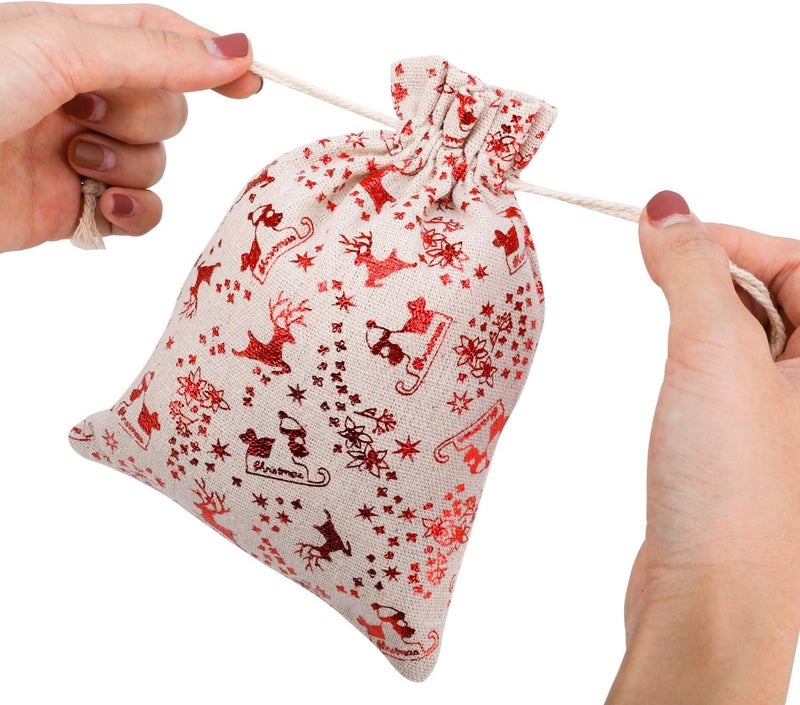 Konsait 16Pack Metallic Christmas Drawstring Bags  Burlap Bronzing Candy  Treat Bags for Birthday Christmas Party Favors - Image 4