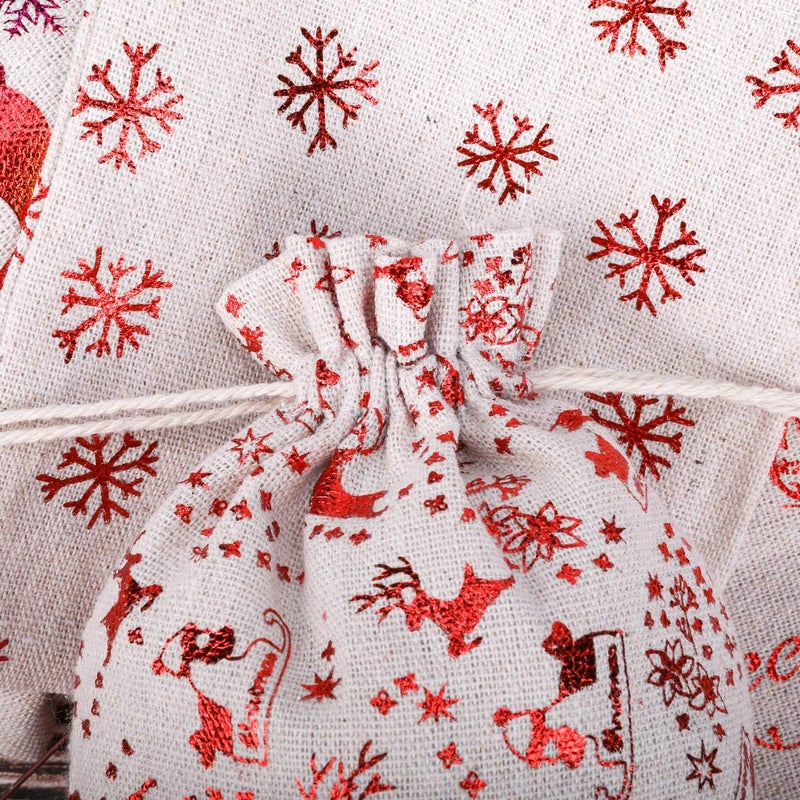 Konsait 16Pack Metallic Christmas Drawstring Bags  Burlap Bronzing Candy  Treat Bags for Birthday Christmas Party Favors - Image 5