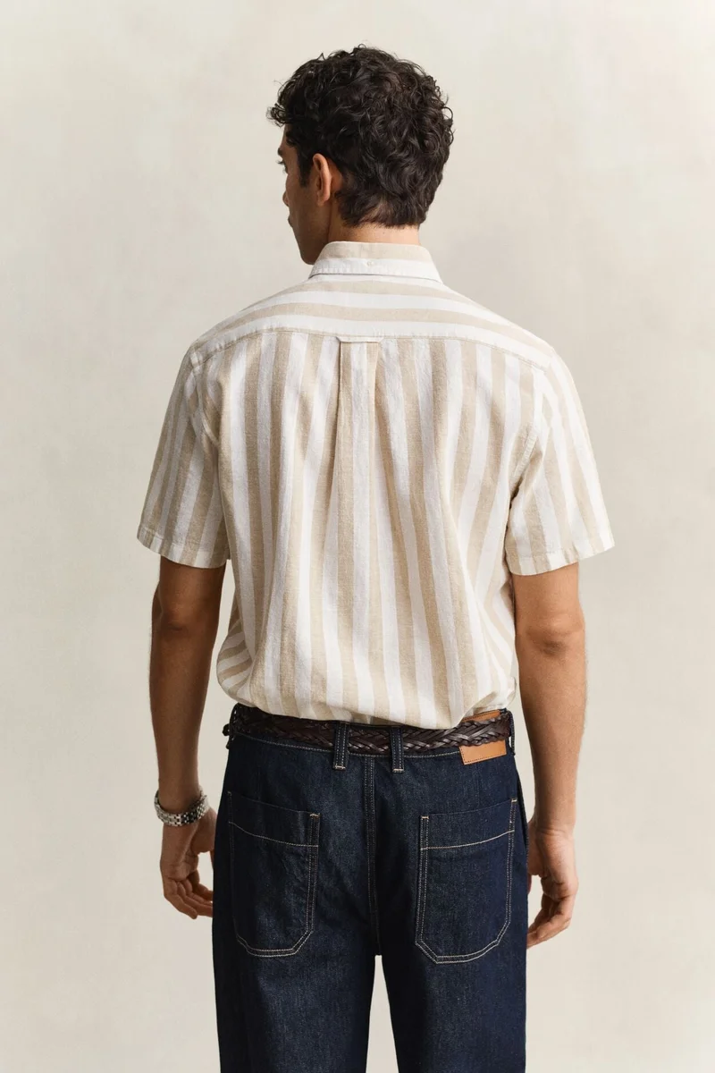 GANT Regular Cotton Linen Stripe Short SleeveShirt