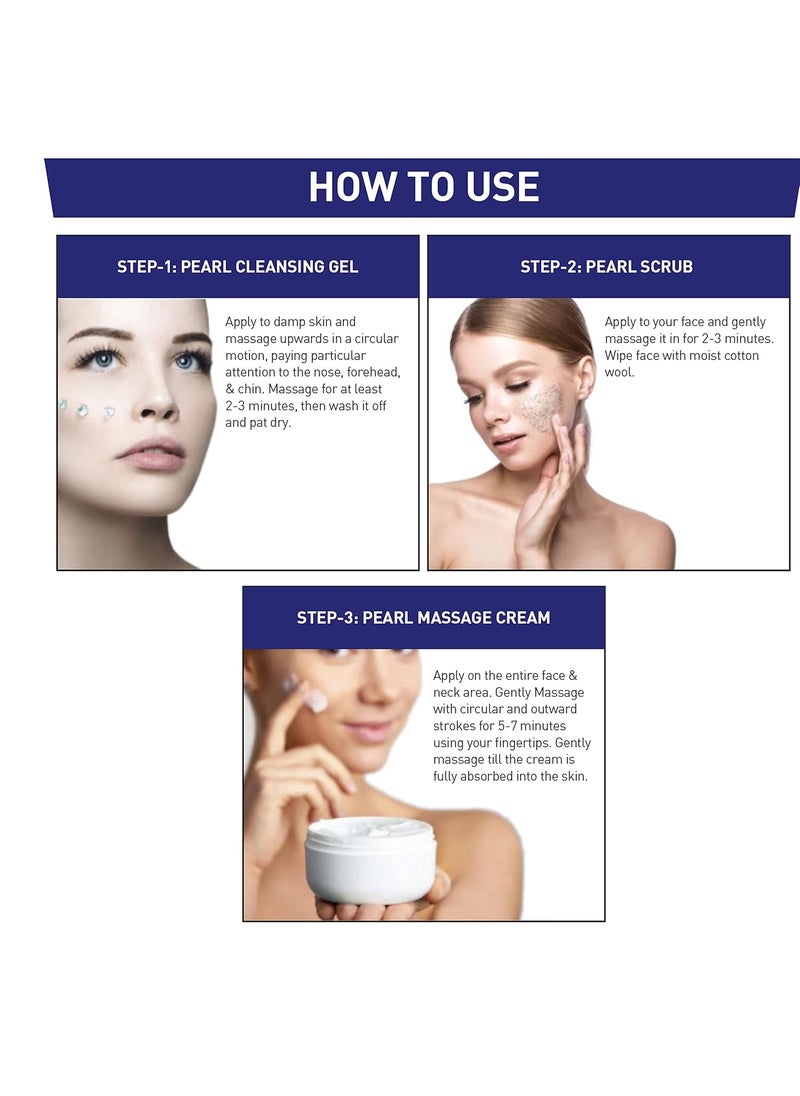 W2 W2 Why Wait Pearl SnoWhite Facial Kit Pearl Cleansing Gel Scrub Massage Cream Face Mask Serum  - Image 3