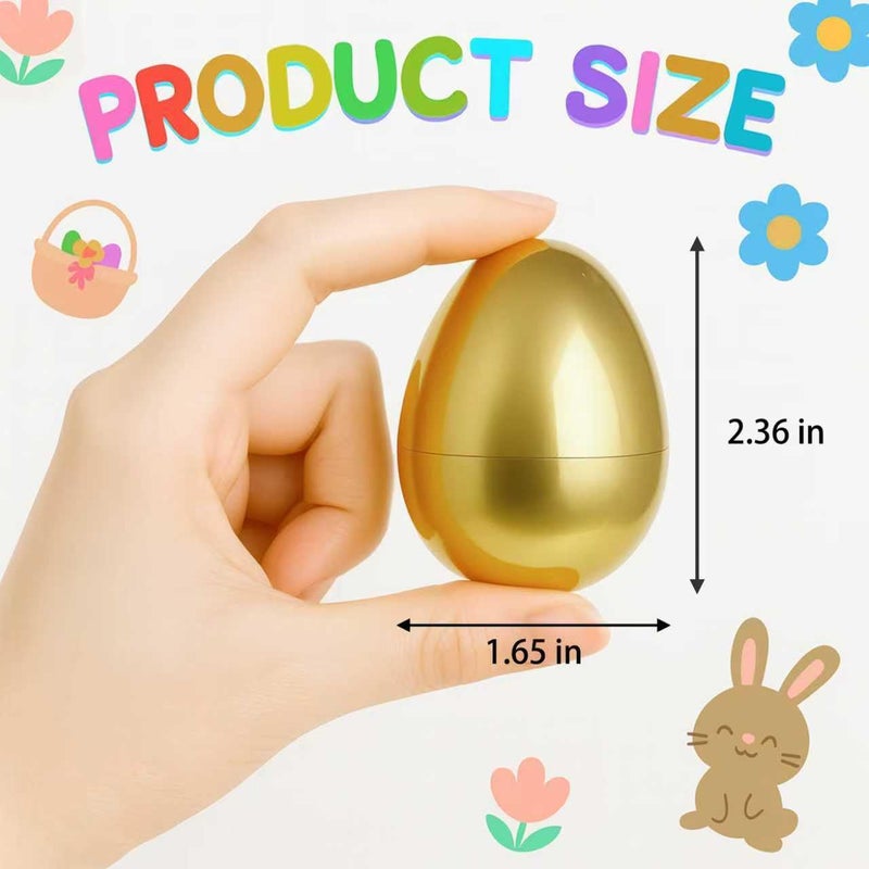 Celmuron Golden Easter Eggs 30 Pack, 2.36'' Fillable Plastic Eggs for Easter Egg Hunt, Basket Stuffers, Party Favors & Holiday Decorations - Image 5