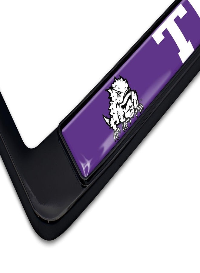 Elektroplate Officially Licensed TCU Horned Frog Alumni 3D Doming Black All-Metal Standard Size License Plate Frame Tag Holder for Cars/SUVs/Trucks Weatherproof Automotive Accessory - Image 3
