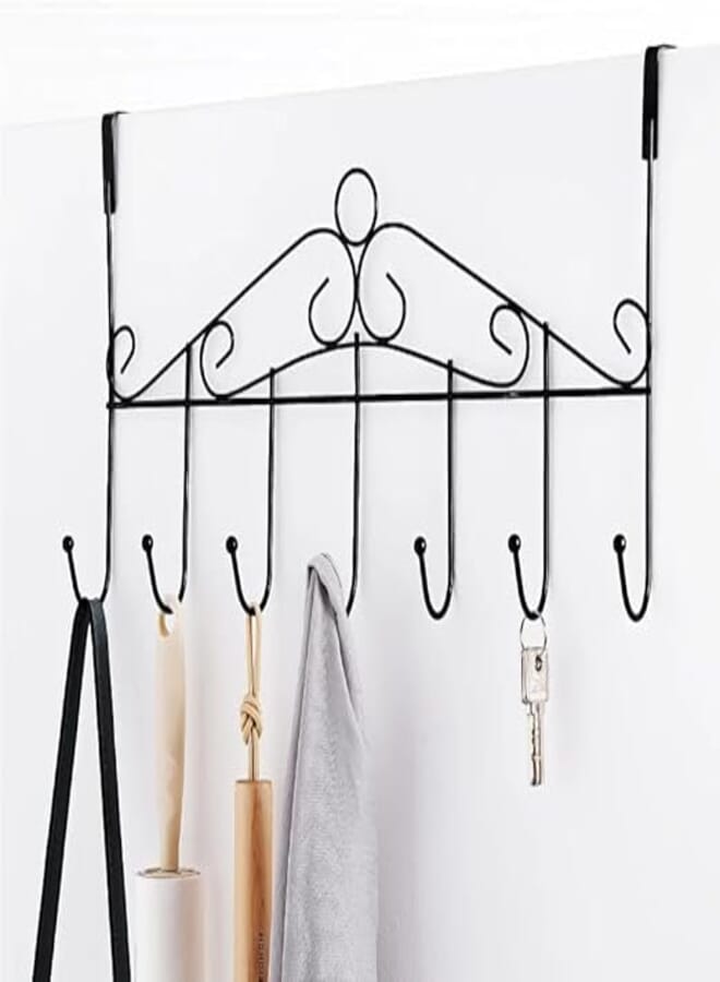 Spaceshoop Over-the-door hook rack, suitable for bathroom, kitchen and bedrooms, random color selection (width 2 hangers)