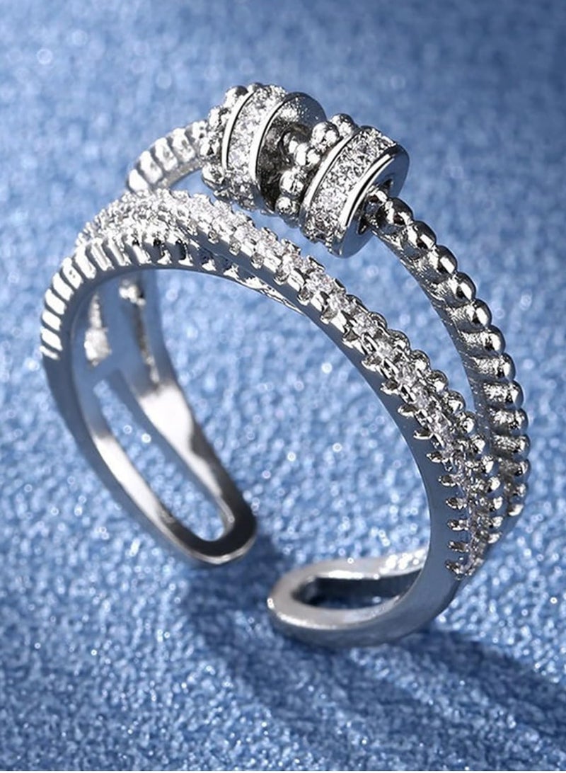 أوزيغالور خواتم خرز قابلة للدوران، خواتم قابلة للتعديل مفتوحة، خواتم تخفيف التوتر - Image 2