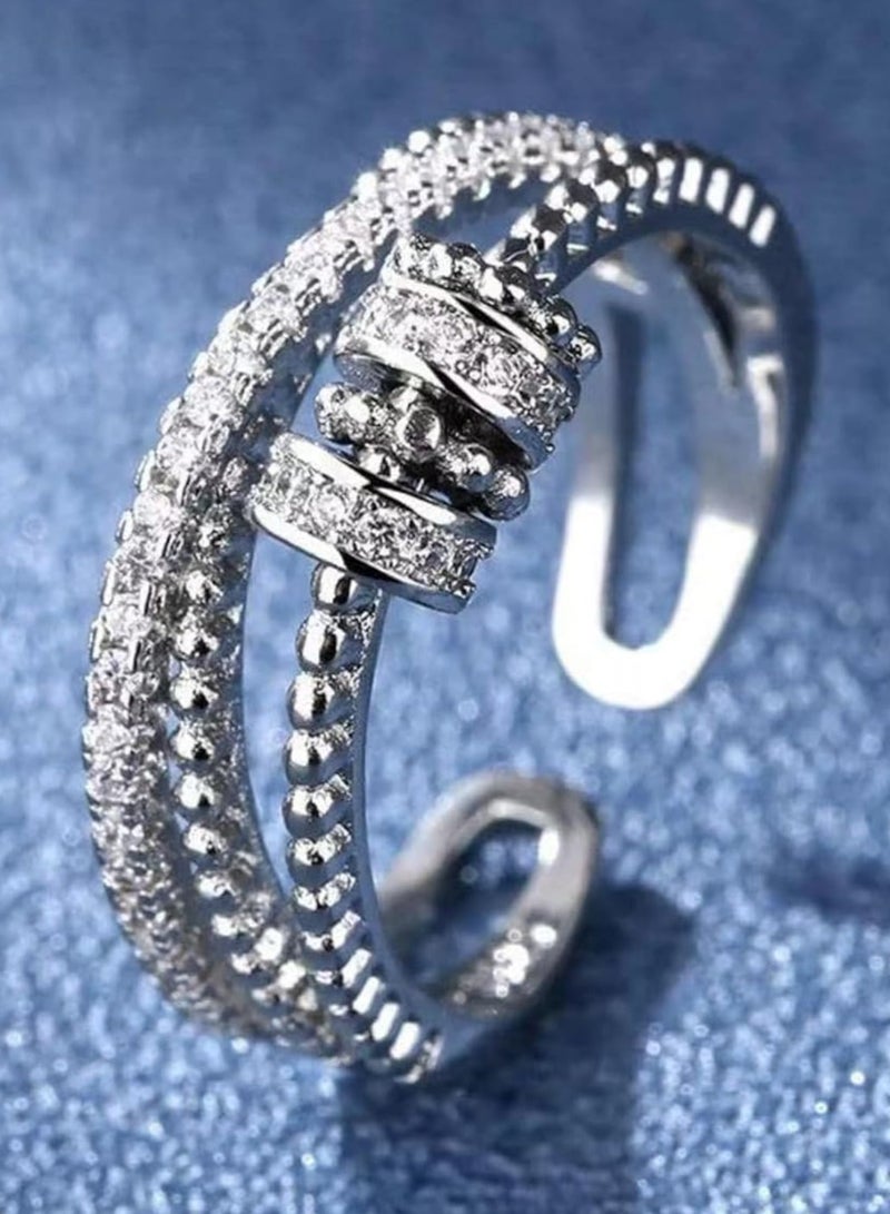 أوزيغالور خواتم خرز قابلة للدوران، خواتم قابلة للتعديل مفتوحة، خواتم تخفيف التوتر - Image 3