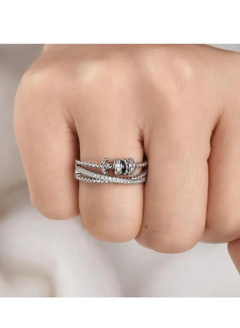 أوزيغالور خواتم خرز قابلة للدوران، خواتم قابلة للتعديل مفتوحة، خواتم تخفيف التوتر - Image 4