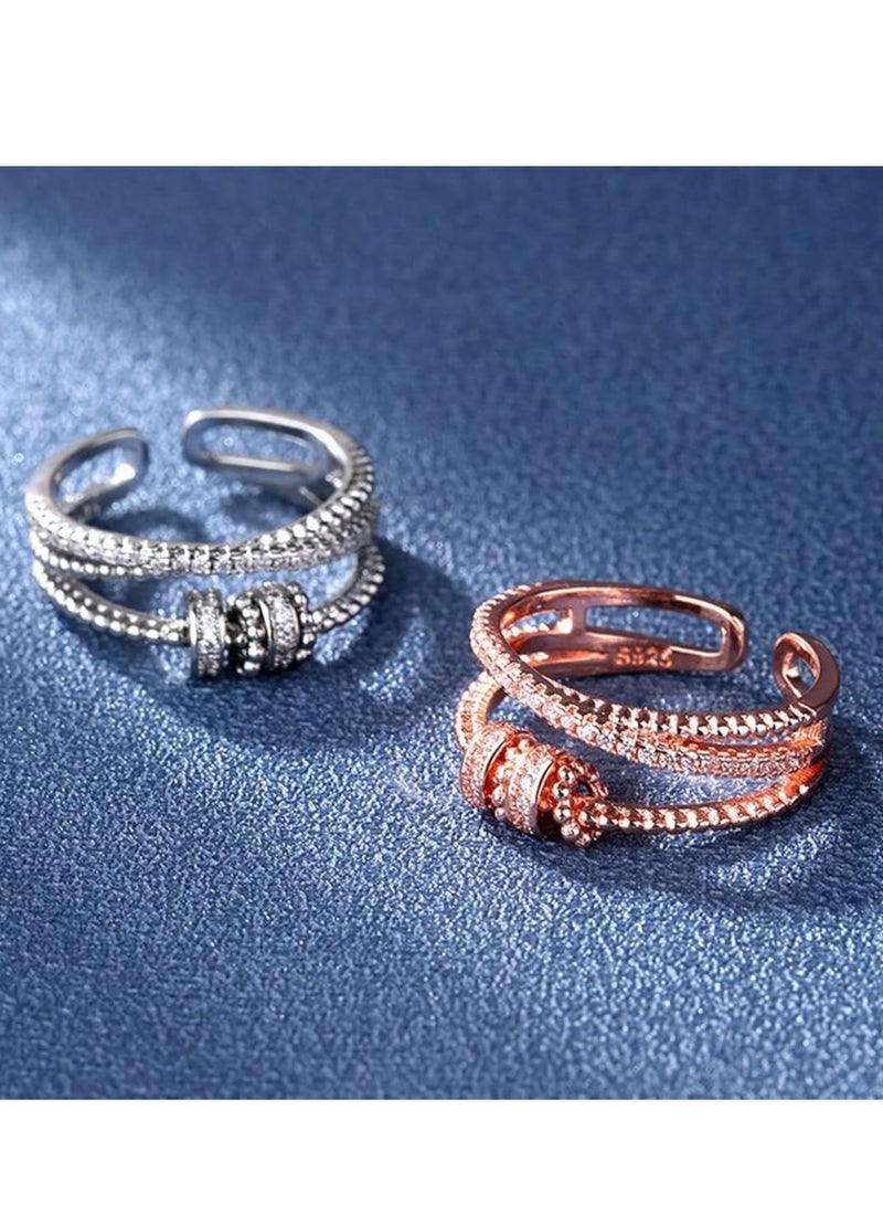 أوزيغالور خواتم خرز قابلة للدوران، خواتم قابلة للتعديل مفتوحة، خواتم تخفيف التوتر - Image 5