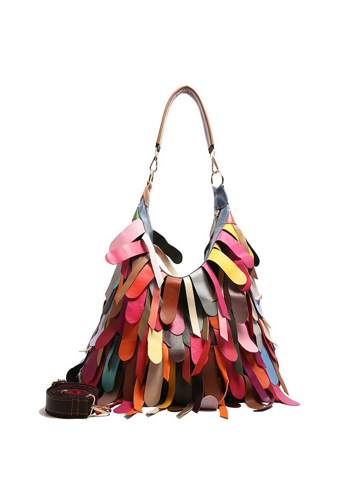 Mark Fairwhale Color Blocking Splicing Trendy Tote Bag 