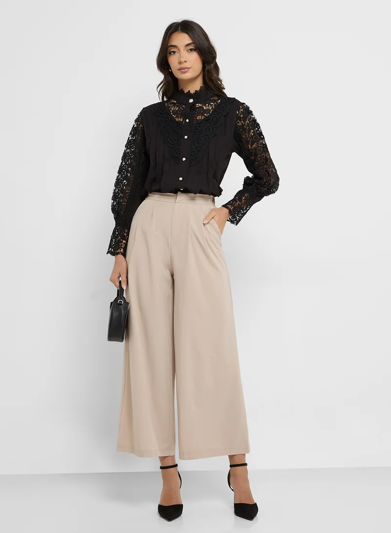 ELLA Lace Button Down Top
