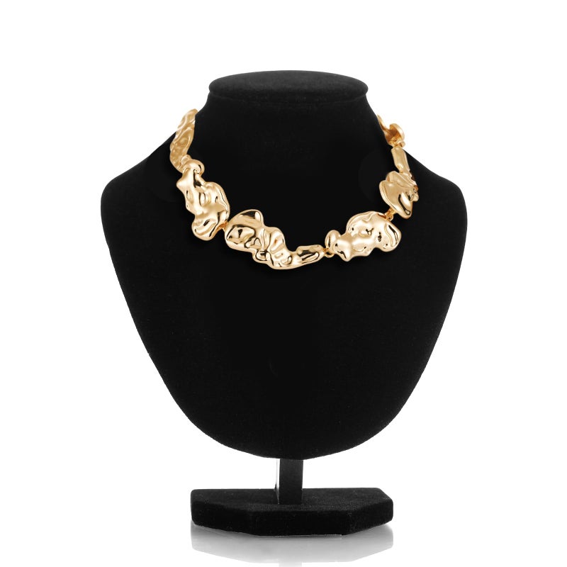 Xyulaan Gold Chunky Necklace for Women, Irregular Design Choker Necklace, Punk Style, 14 Inches, Gold Zinc Metal, One Size, Perfect for Women's Collarbone Area, Great Gift for Any Occasion - Image 5
