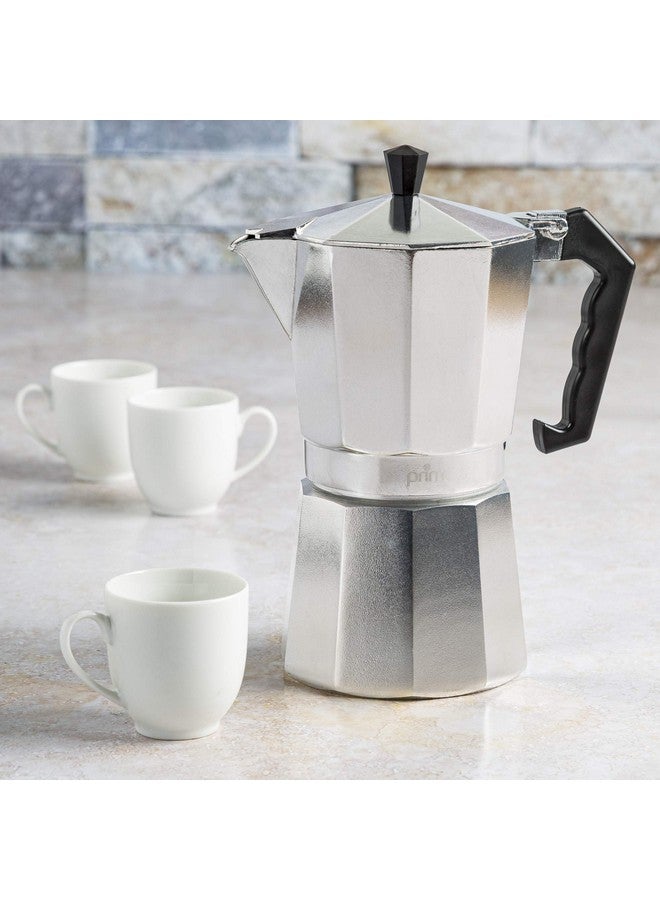Primula Classic Stovetop Espresso and Coffee Maker, Moka Pot for Italian and Cuban Café Brewing, Greca Coffee Maker, Cafeteras, 9 Espresso Cups, Silver - Image 4