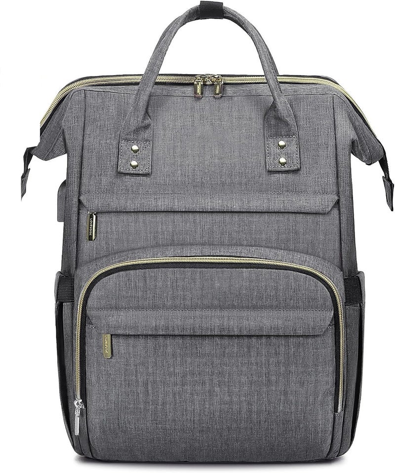 Contacts Unisex 4 Compartment Laptop Backpack, 15.6 Inch Work Backpack Purse Waterproof Anti-Theft Travel Back Pack With USB Charging Port (Grey) - Image 1