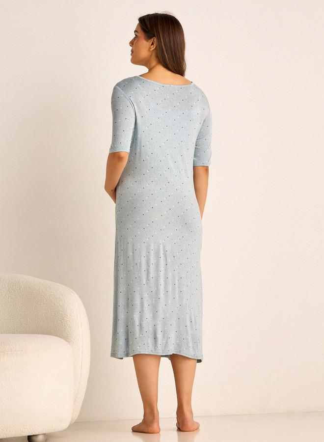 Splash FAV Printed Maternity Night Dress with Round Neck and Short Sleeves - Image 3