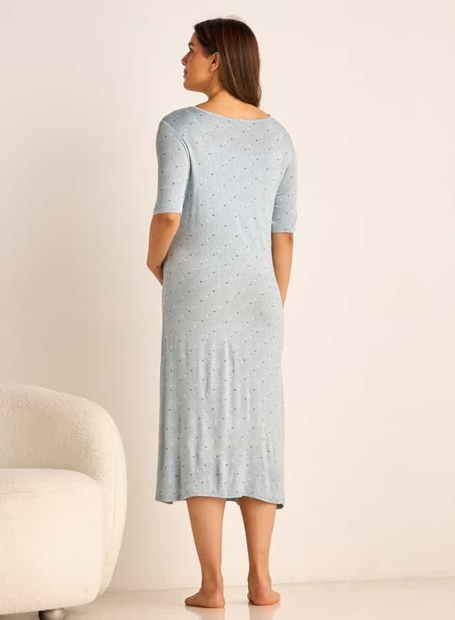 Splash FAV Printed Maternity Night Dress with Round Neck and Short Sleeves - Image 4