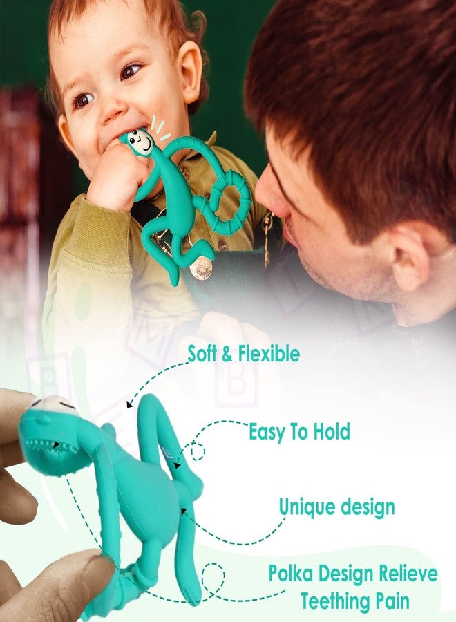 Bembika Baby Teether Toys Monkey Shape, Baby Teether Silicone, Baby Teether Keys, Baby Teether Toothbrush (Green Color). - Image 5