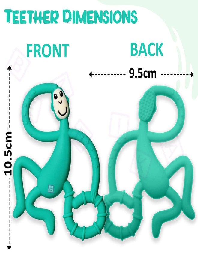 Bembika Baby Teether Toys Monkey Shape, Baby Teether Silicone, Baby Teether Keys, Baby Teether Toothbrush (Green Color). - Image 3