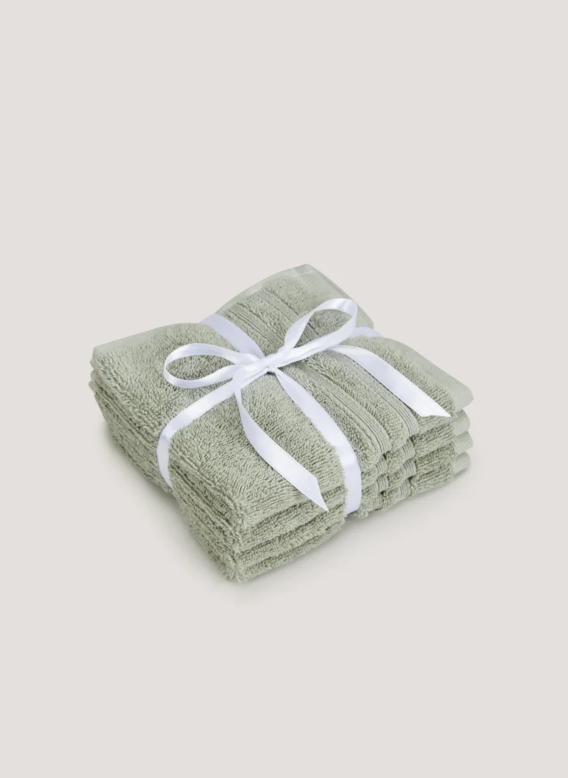 Matalan 4 Pack Sage Green 100% Egyptian Cotton Face Cloths