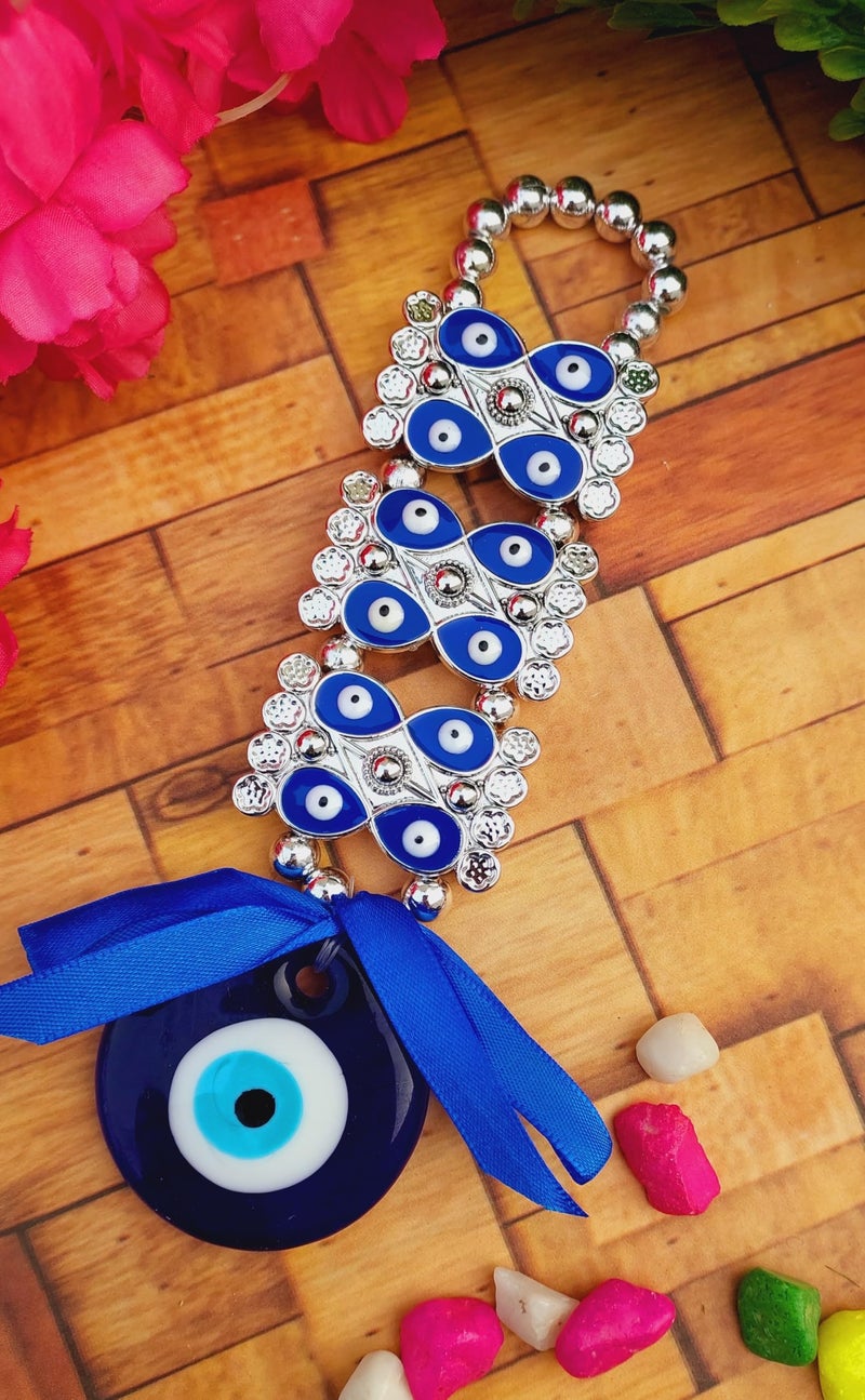 ARTISKRITI Plastic Evil Eye Hanging for Home House Entrance Door Decoration, Nazar Battu for Shop Office Living Room (Blue Eyes) - Image 1