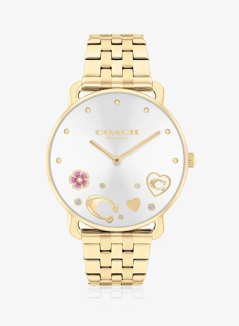 COACH 2-Hand Elliot Collection Quartz Movement Watch For Women With Gold-Tone Stainless Steel Bracelet - 14504349