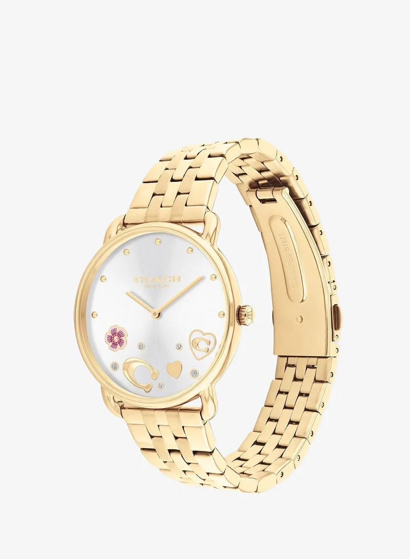 Coach  2-Hand Elliot Collection Quartz Movement Watch For Women With Gold-Tone Stainless Steel Bracelet - 14504349 for Women | Best Price UAE