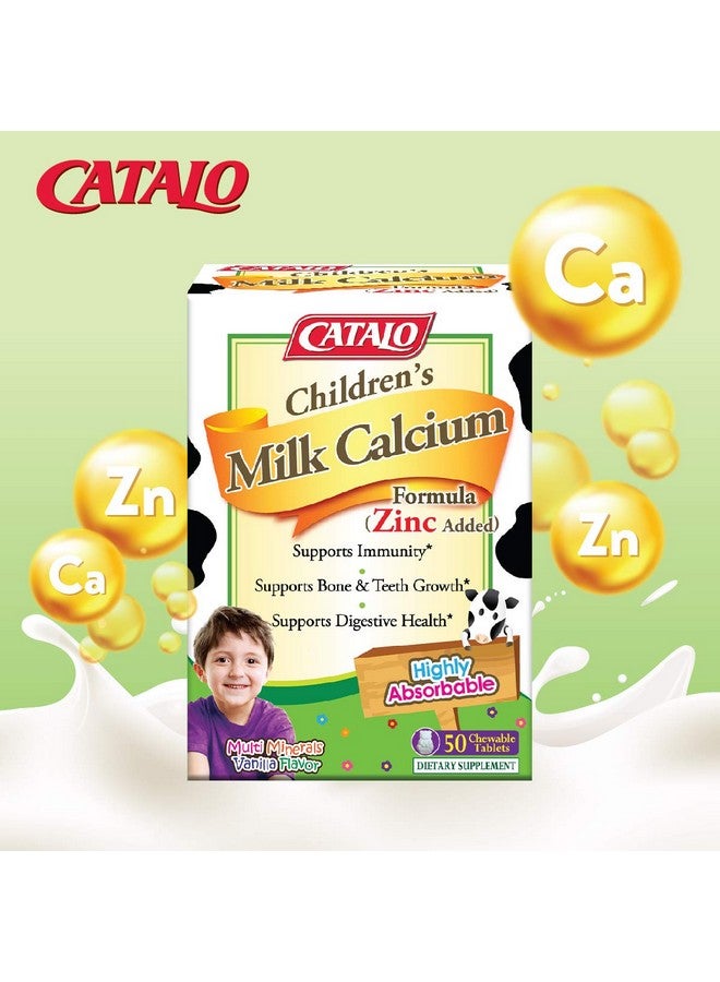 CATALO Toddler Children’s Milk Calcium Formula with Zinc Added - TruCal® Milk Calcium, Phosphorus, Magnesium, and Chelated Zinc - Vanilla Flavor, 100 Chewable Tablets - Image 3