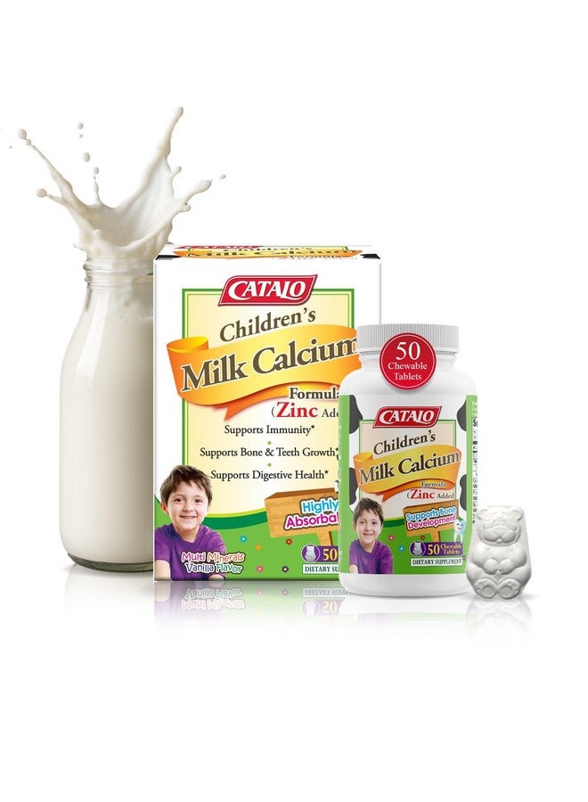 CATALO Toddler Children’s Milk Calcium Formula with Zinc Added - TruCal® Milk Calcium, Phosphorus, Magnesium, and Chelated Zinc - Vanilla Flavor, 100 Chewable Tablets - Image 1